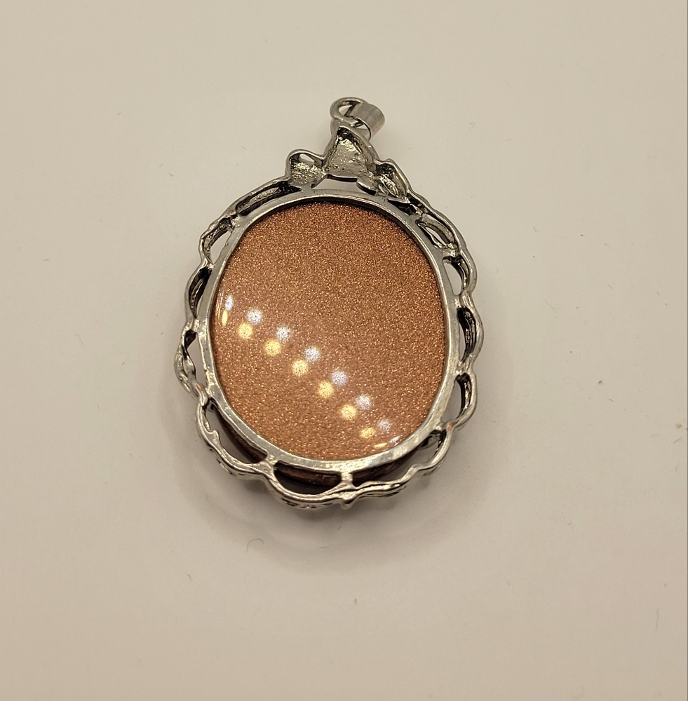 Silver Tone Large Sun Stone Statement Necklace Pe… - image 8